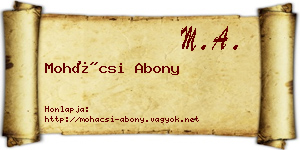Mohácsi Abony névjegykártya
